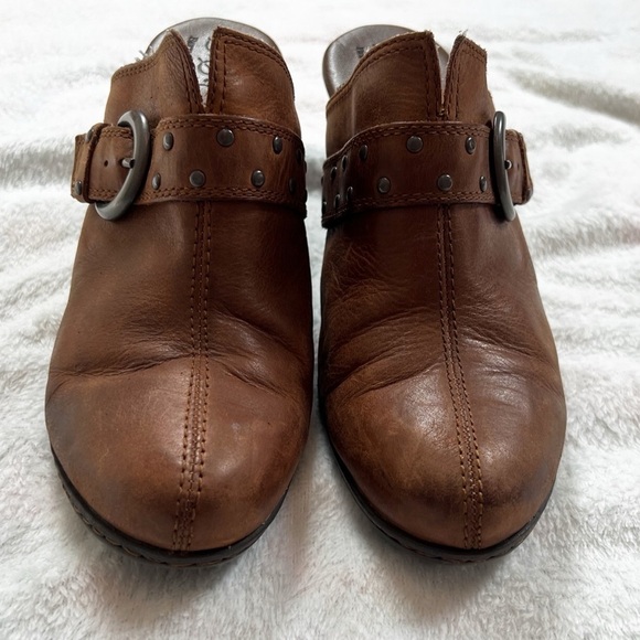 Born Leather Slip On Clogs Heels Mules Women’s Size 8/39 Solid Brown Casual - Picture 7 of 8